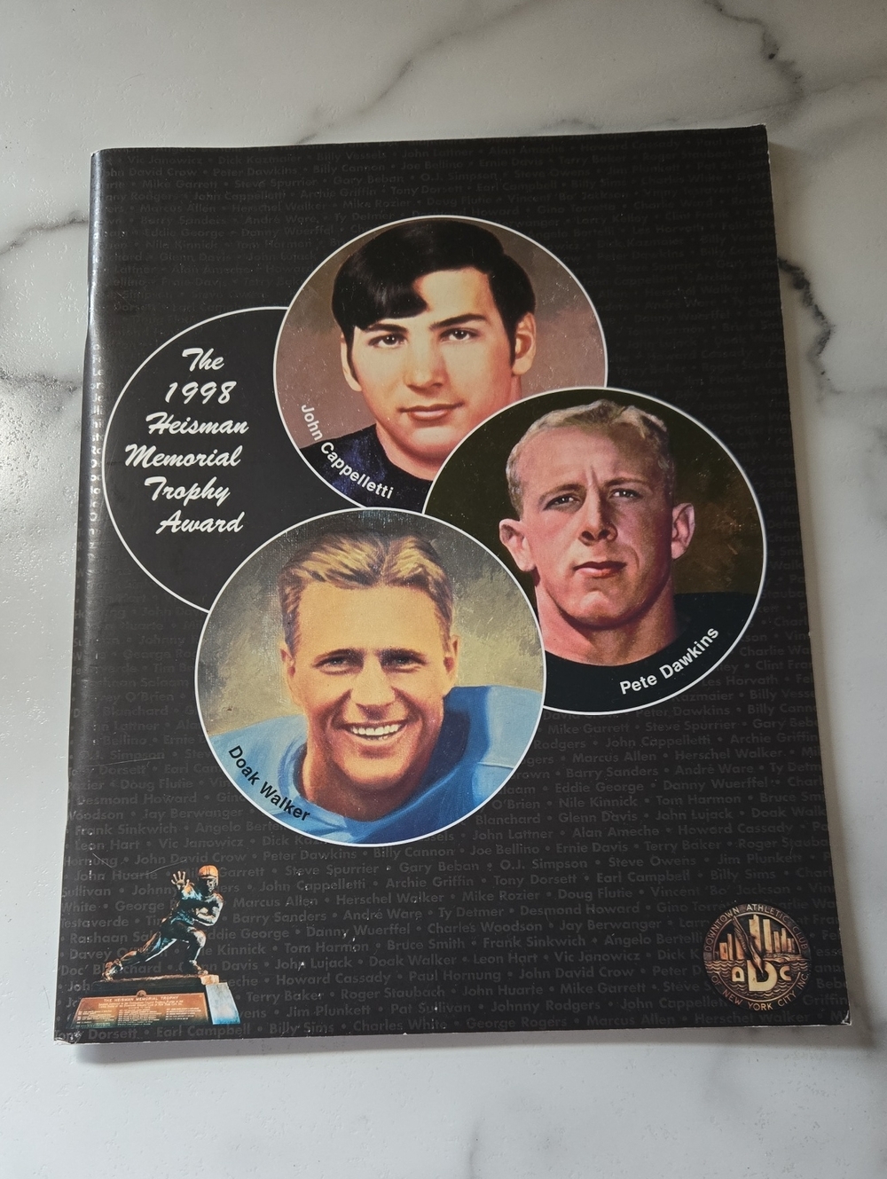 1998 Heisman Memorial Trophy Dinner Journal featuring 1998 winner Ricky Williams